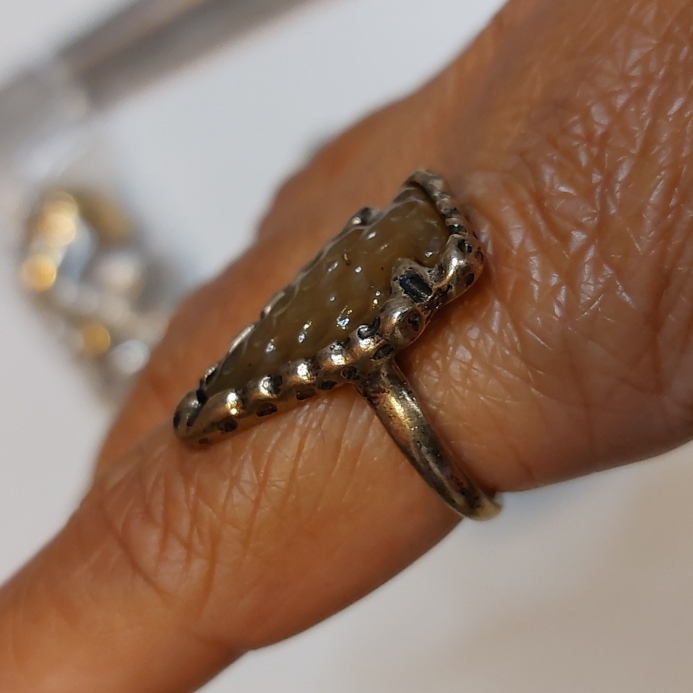 Spearhead Arrowhead Statement Ring Dented Texture… - image 2